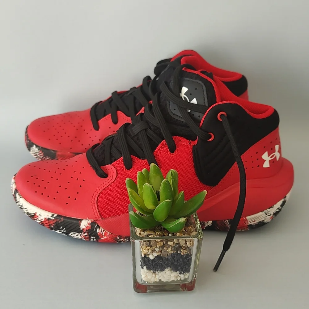 Under Armour Red and Black Athletic Shoes Boys